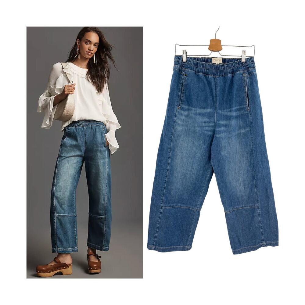 Anthropologie Pilcro Izzie Relaxed Pull-On Barrel Jeans Medium Wash Size Medium